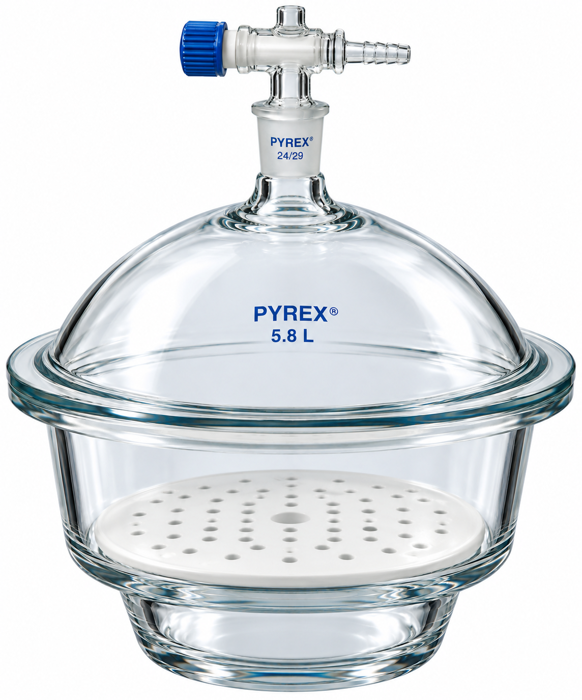 PYREX® 5.8L Large Top Vacuum Desiccator with 24-29 Standard Taper Stopcock - View 1
