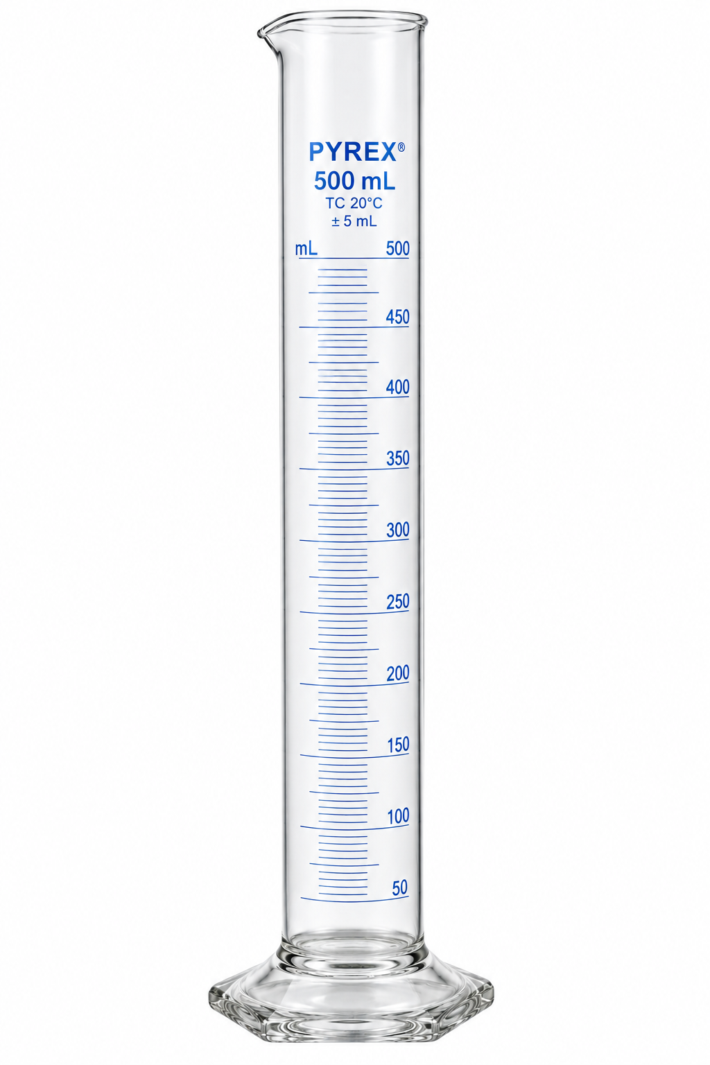 PYREX® 500mL Economy Double Metric Scale Graduated Cylinder TC 3025-500 - View 1