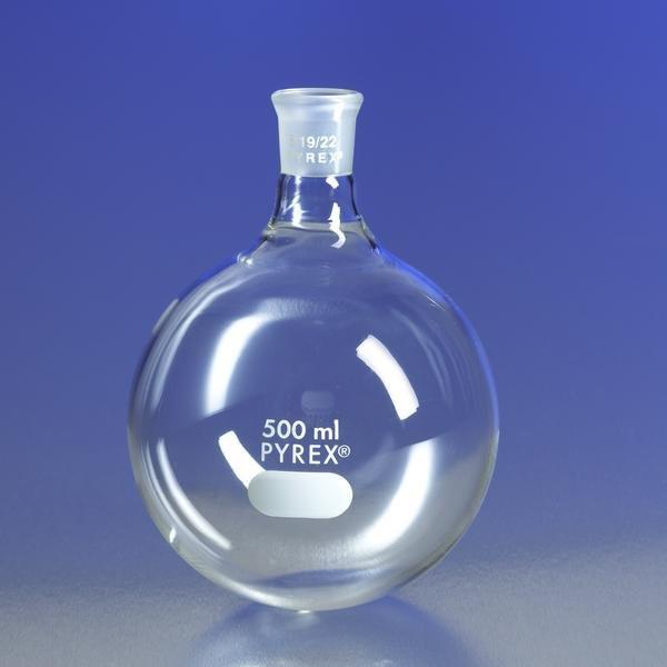 PYREX 500mL Heavy Wall Round Bottom Boiling Flask with Short Neck and 24-40 Joint – 4320C-500 - View 1