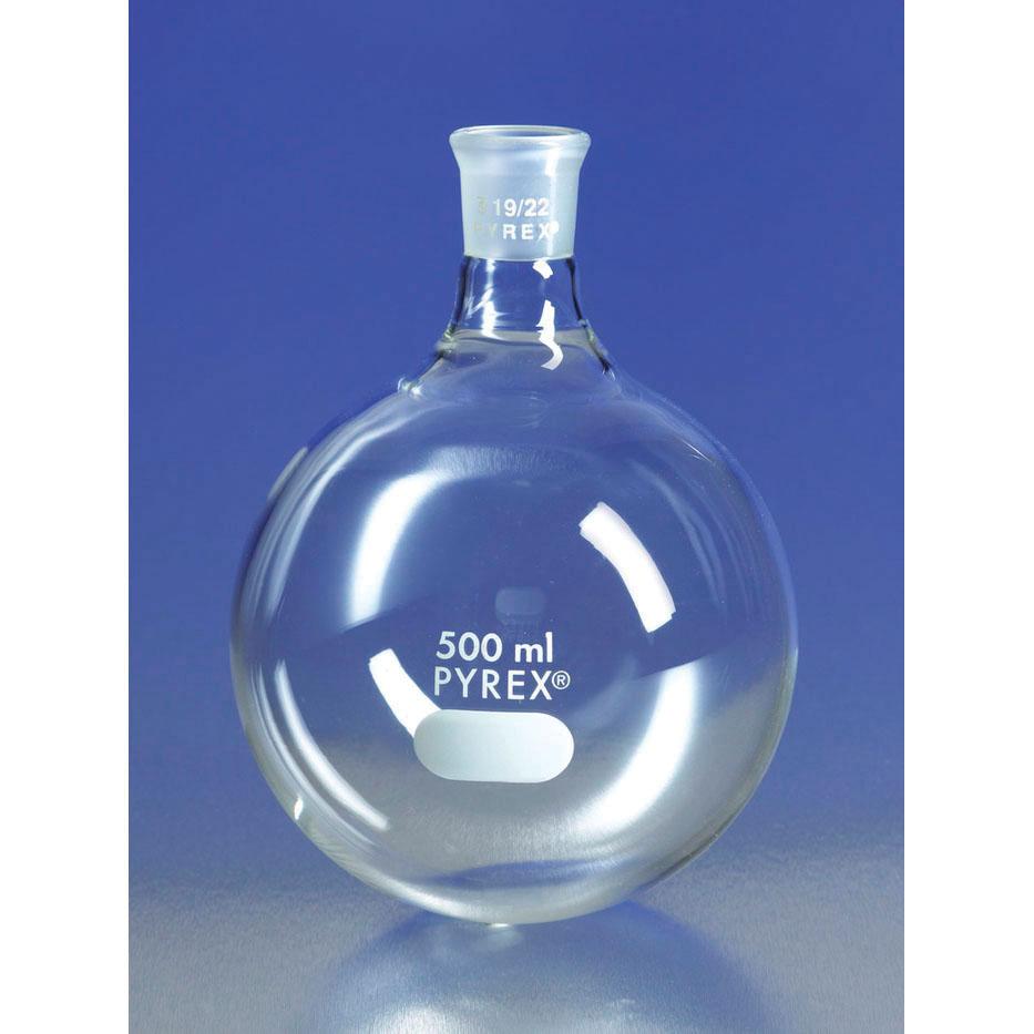 PYREX 500mL Round Bottom Boiling Flask with Short Neck and 19-22 Joint – 4320B-500 - View 1