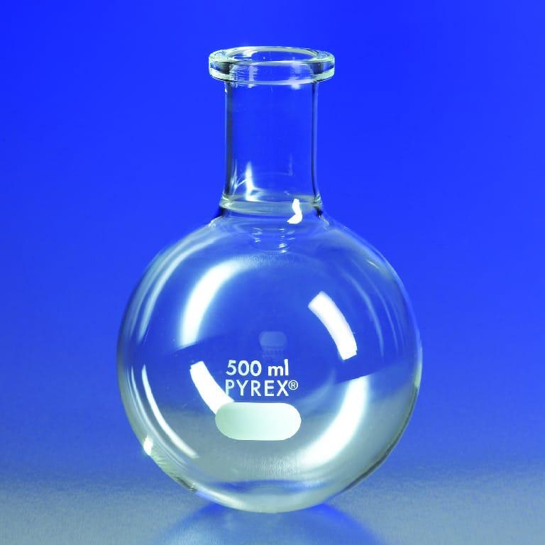 PYREX 500mL Round Bottom Boiling Flask with Short Ring Neck – 4260-500 - View 1