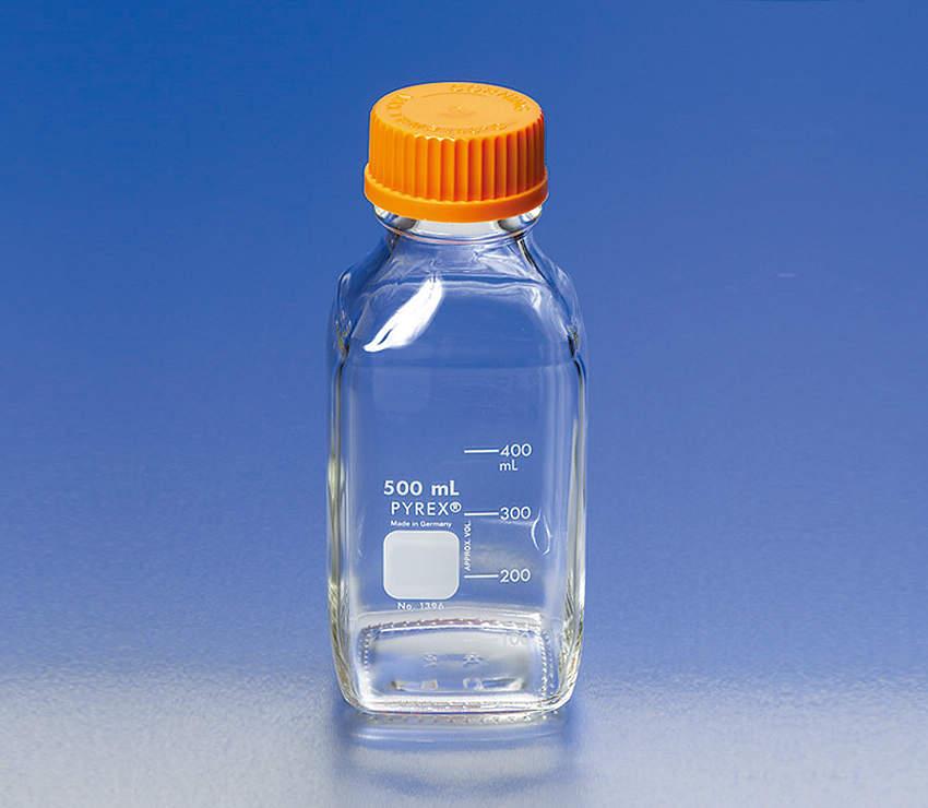 PYREX 500mL Square Media Storage Bottle with GL45 Screw Cap - View 1
