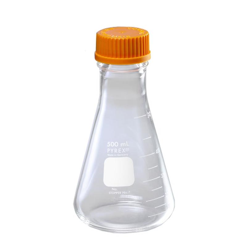 PYREX 500mL Wide Mouth Erlenmeyer Flask with GL45 Screw Cap and Pouring Ring - View 1
