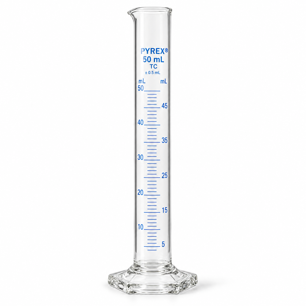 PYREX® 50mL Economy Double Metric Scale Graduated Cylinder TC 3025-50 - View 1