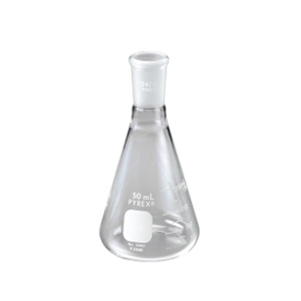 PYREX 50mL Narrow Mouth Erlenmeyer Flask with Standard Taper Glass Stopper - View 1