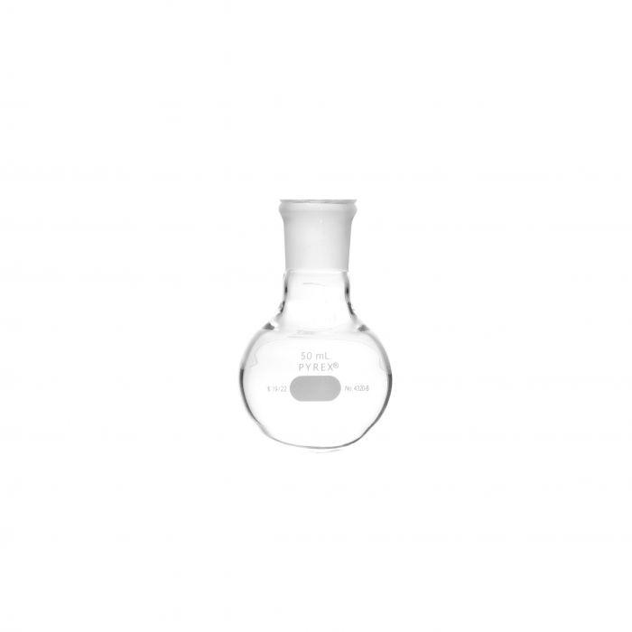 PYREX 50mL Round Bottom Boiling Flask with Short Neck and 19-22 Joint – 4320B-50 - View 1
