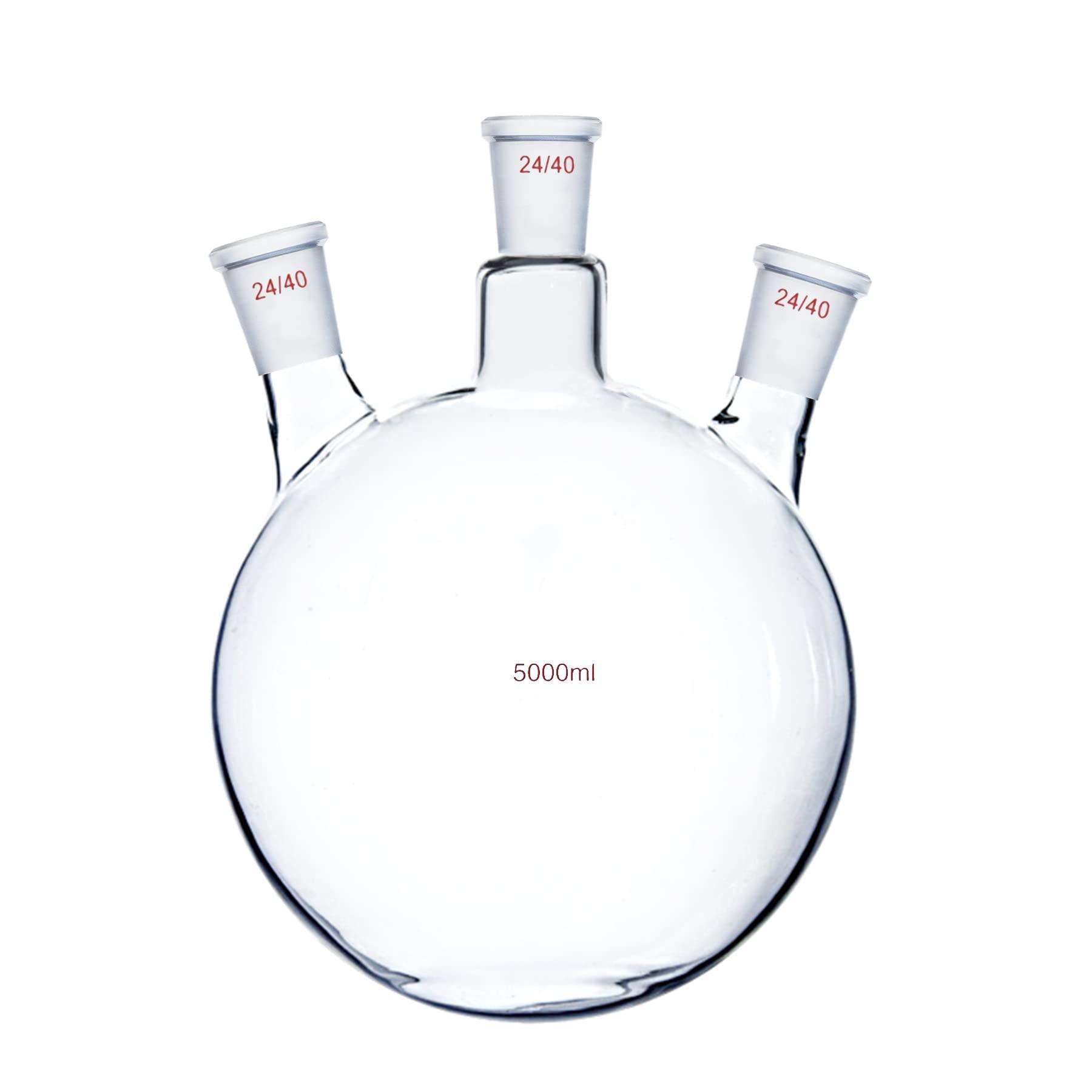 PYREX 5L Three Neck Distilling Flask with 45-50 Center and 24-40 Side Joints - View 1