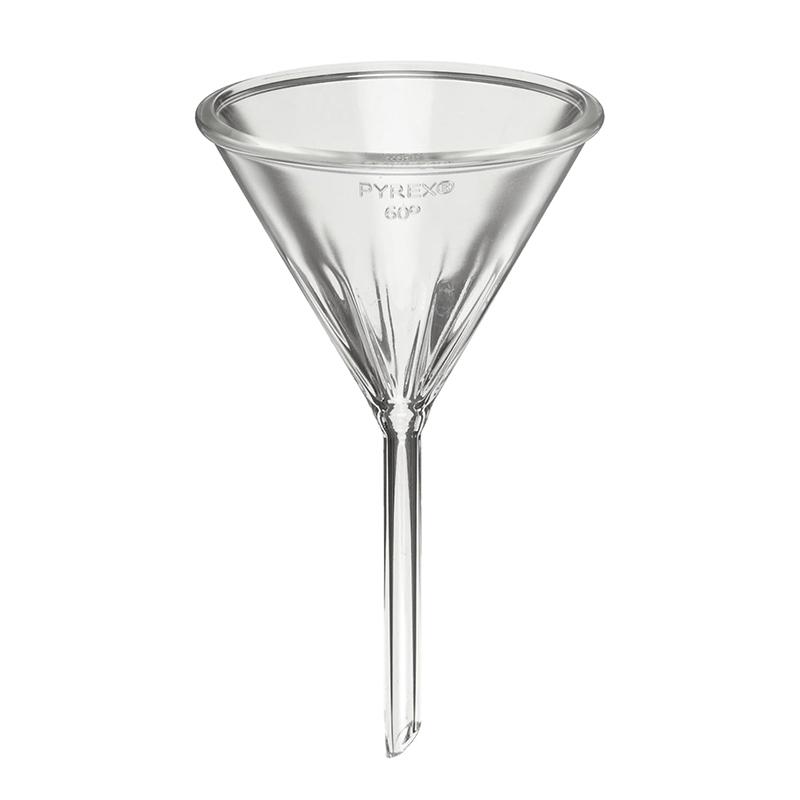PYREX 65mm Fluted Glass Laboratory Funnel with 60° Angle and Short Stem 6180-65 - View 1