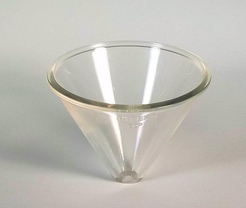 PYREX 75mm Plain Stemless Glass Laboratory Funnel with 6mm Opening 6240-75 - View 1