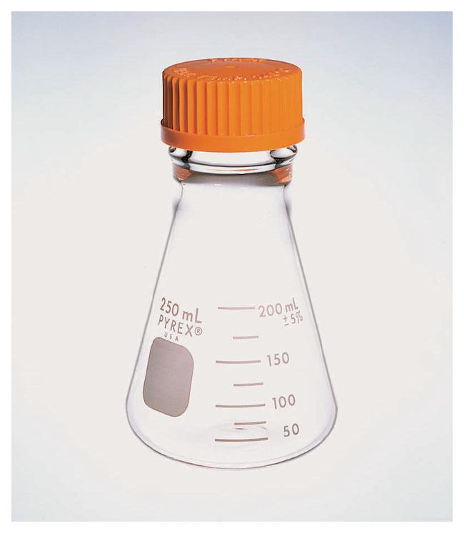 PYREX Wide Mouth Erlenmeyer Flask with GL45 Screw Cap and Drip-Free Pouring Ring - View 1