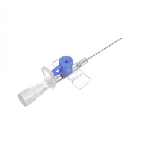 Polymed Polyflon Blue IV Cannula 22G with Injection Port & Wings - View 1