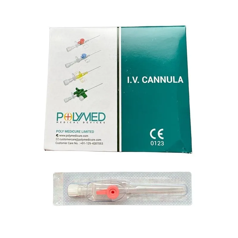 Polymed Polyflon Pink IV Cannula 20G with Injection Port & Wings - View 1