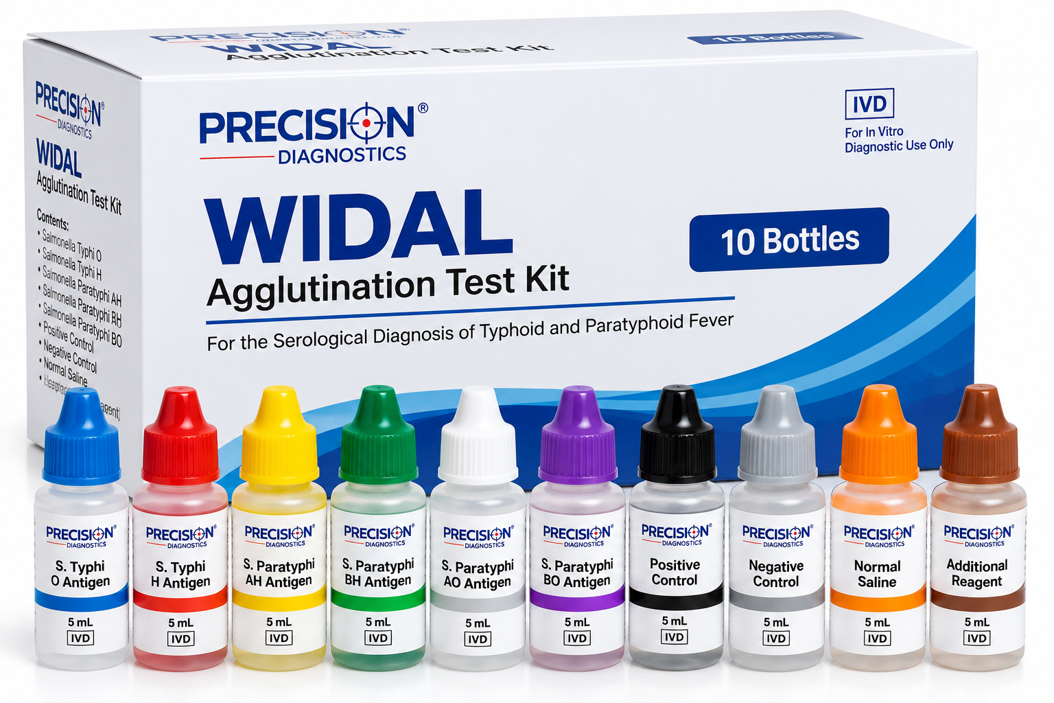 Precision Widal Agglutination Test Kit – 10 Bottles - View 1