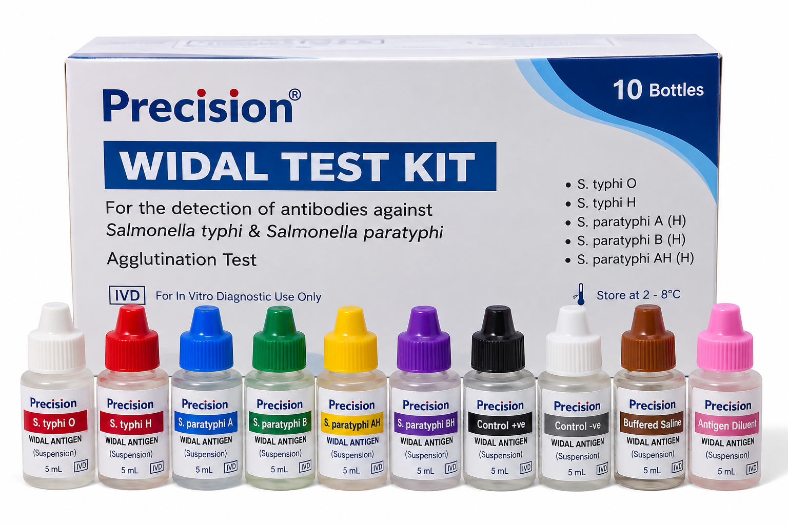 Precision Widal Test Kit – 10 Bottles - View 1
