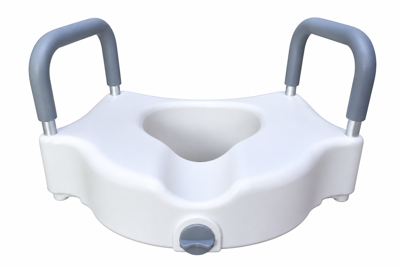 Raised Toilet Seat with Padded Armrests and Secure Locking Mechanism - View 1