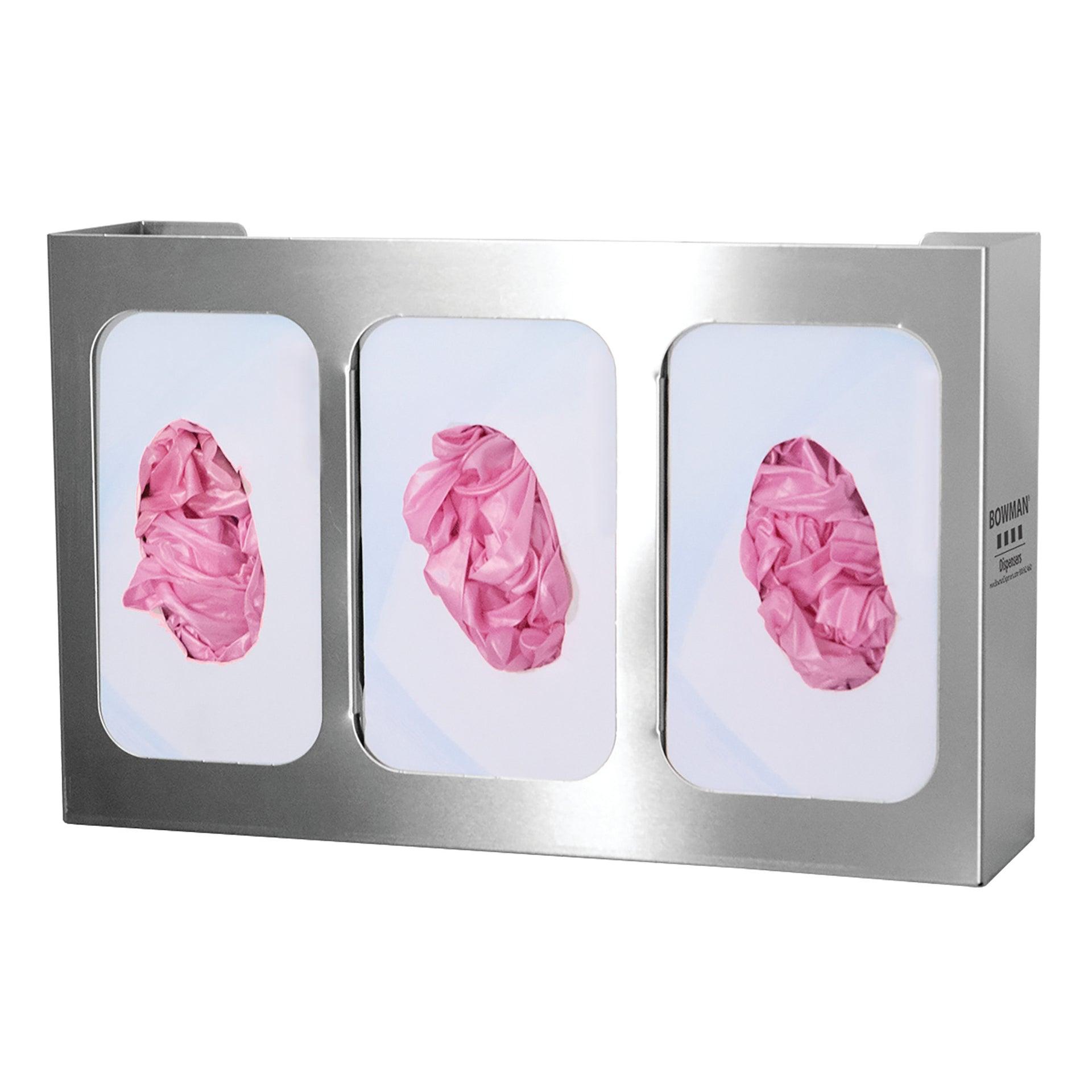 Stainless Steel Wall-Mounted Triple Glove Dispenser – 3 Compartments