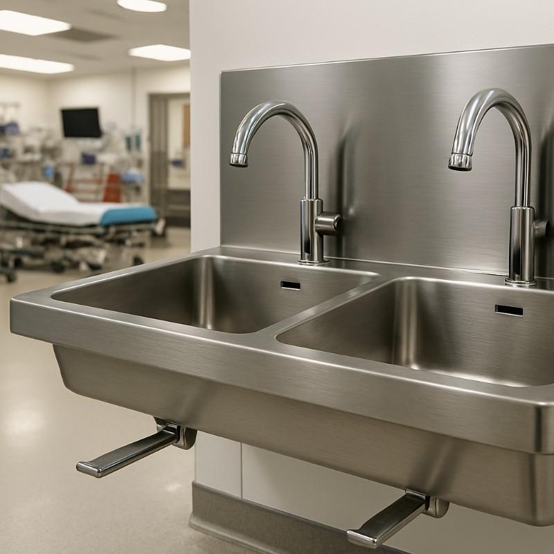Biotech BT-C21 Stainless Steel Double-Basin Hospital Sink - View 1