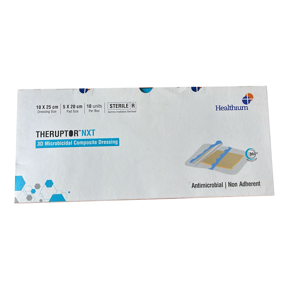 THERUPTOR NXT 10 × 25cm 3D Microbicidal Non-Adherent Wound Dressing