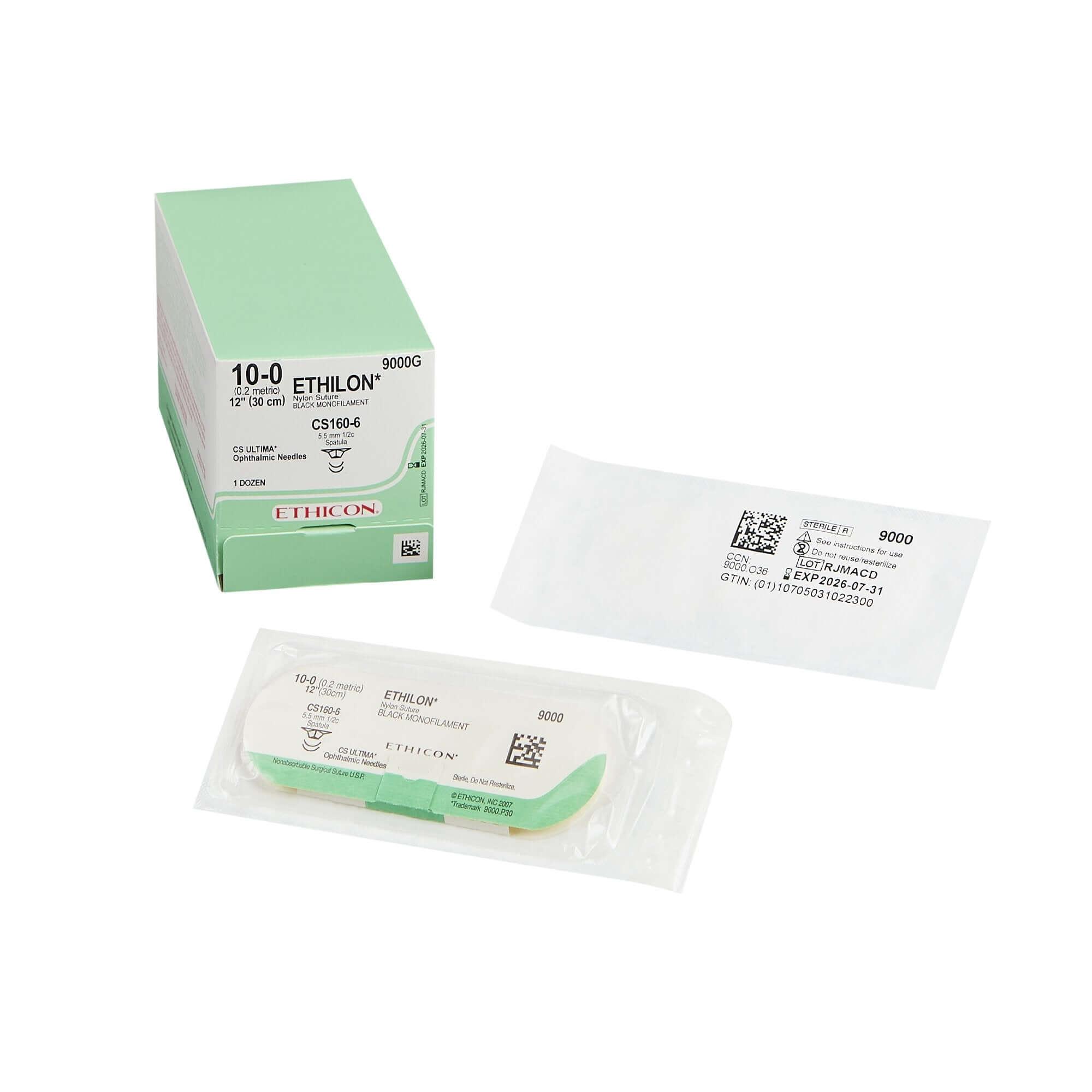 U-LON Black USP 10-0 Nylon Suture – 75cm, 1-2 Circle Spatulated Needle