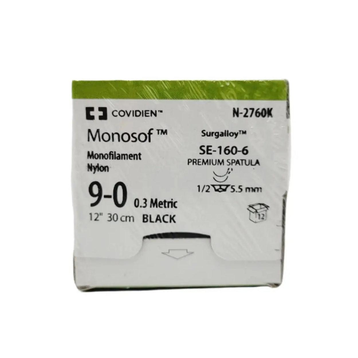 U-LON Black USP 9-0 Nylon Suture – 75cm, 1/2 Circle Spatulated Needle