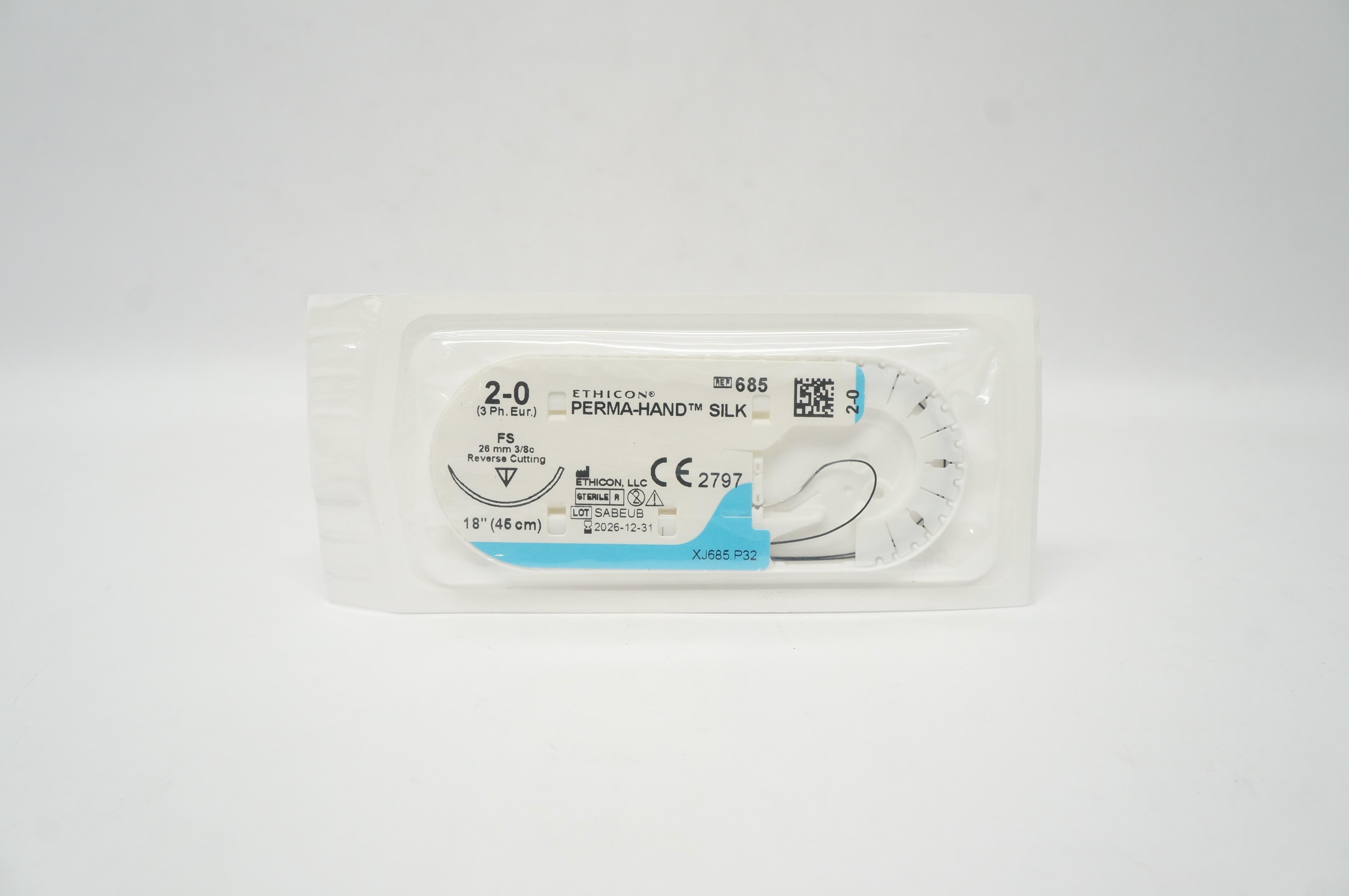 U-SILK Black USP 2-0 Silk Suture – 75cm, 3-8 Circle Cutting Needle