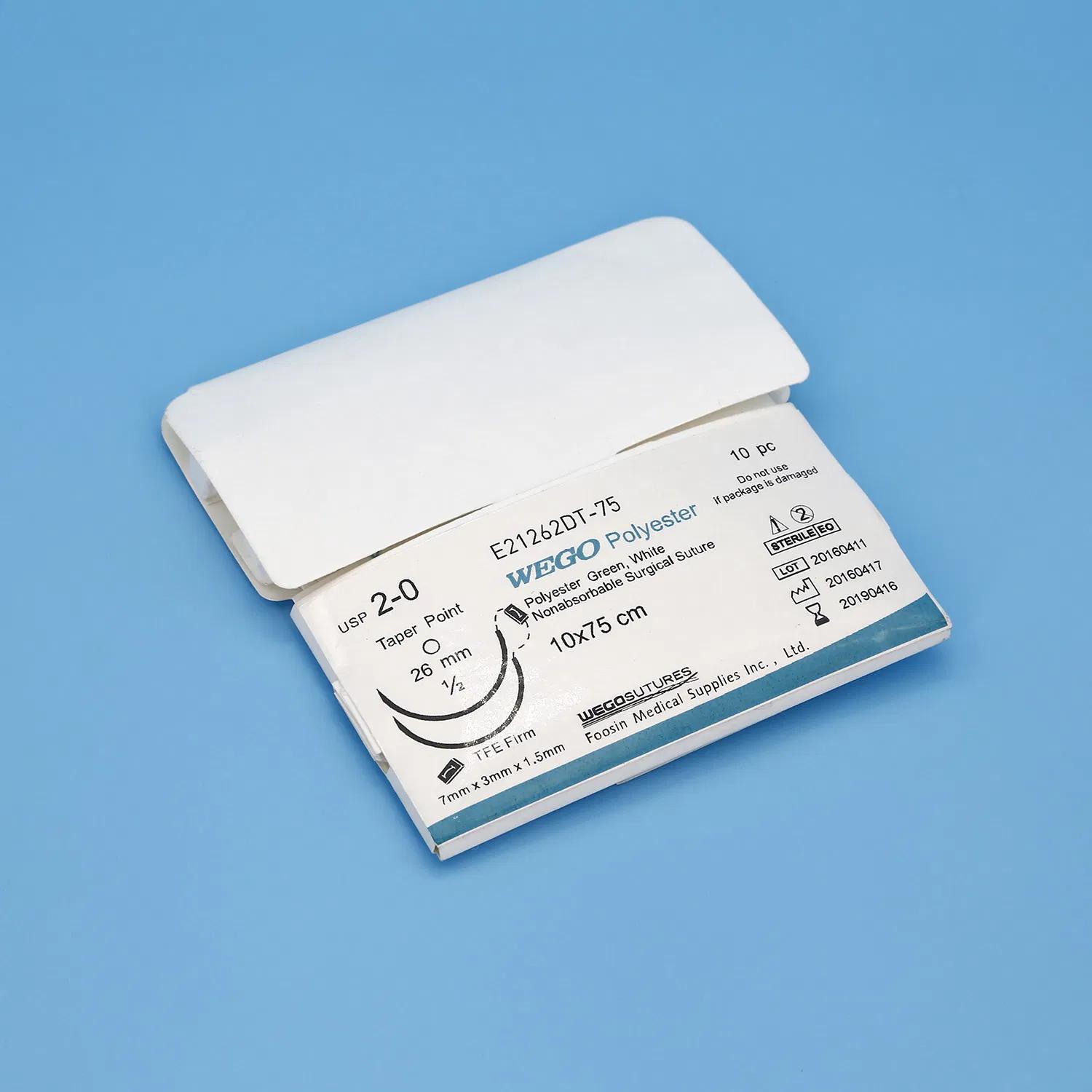 UBOND USP 2-0 Double-Armed Suture – 2 × 90cm, 26mm 1/2 Circle Taper Point with Pledgets