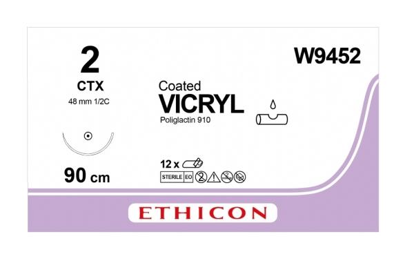 Vicryl 2 Absorbable Surgical Suture – 90cm, 48mm 1-2 Circle Round Body Needle - View 1