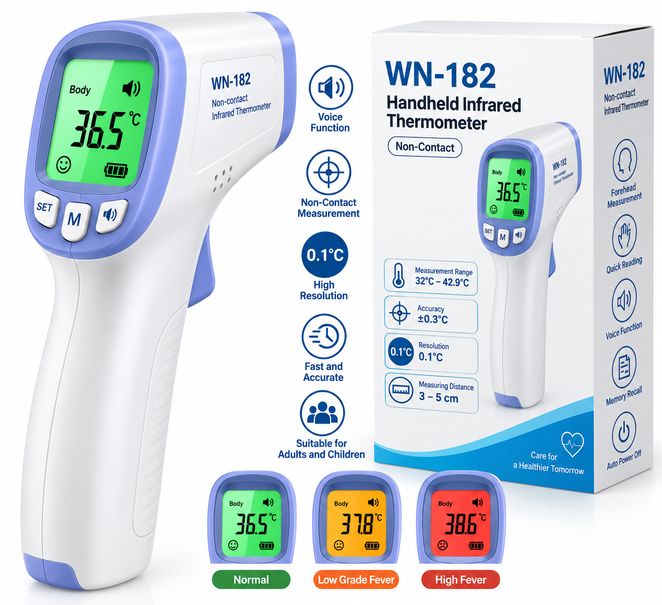 WN-182 Handheld Infrared Thermometer with Voice Function - View 1