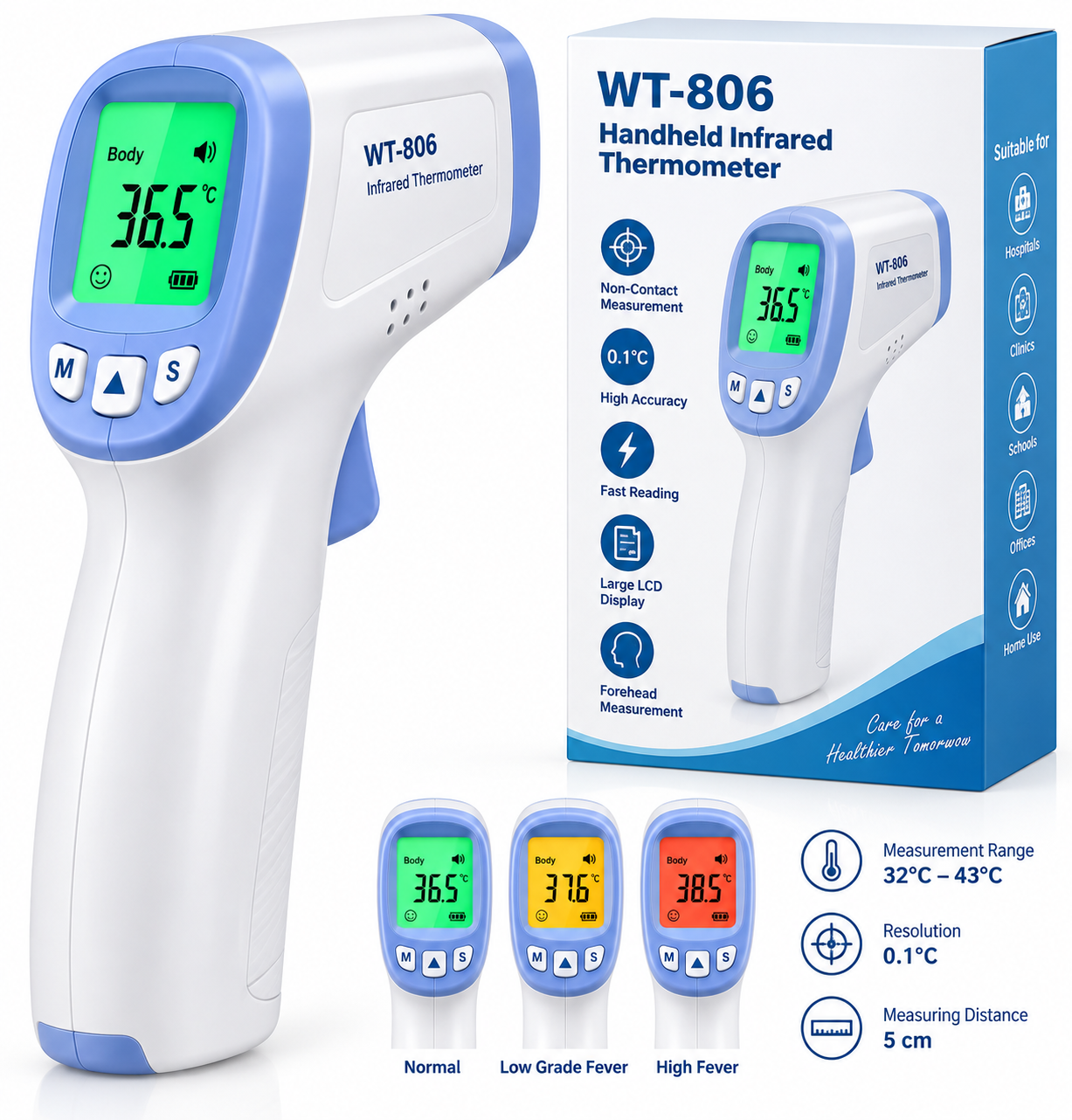 WT-806 Handheld Infrared Forehead Thermometer - View 1