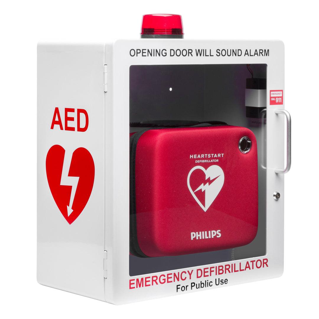 Wall-Mounted Alarmed AED Cabinet with Strobe Light - View 1