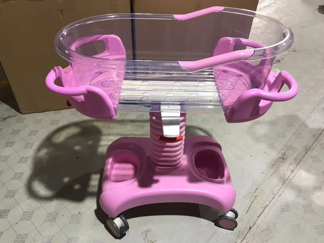 Height-Adjustable Newborn Hospital Bassinet with Transparent Infant Cot - View 1