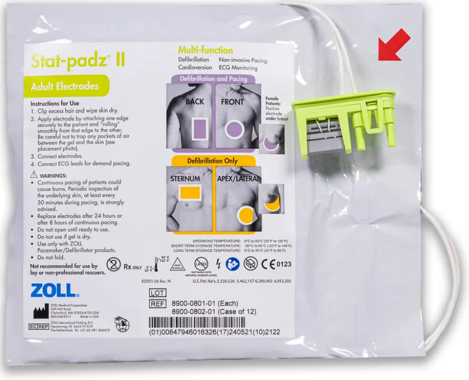 Adult AED Defibrillation Electrode Pads - View 1