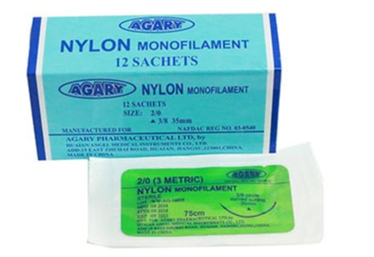 AGARY Nylon Suture Size 0 – Non-Absorbable Monofilament Surgical Suture - View 1