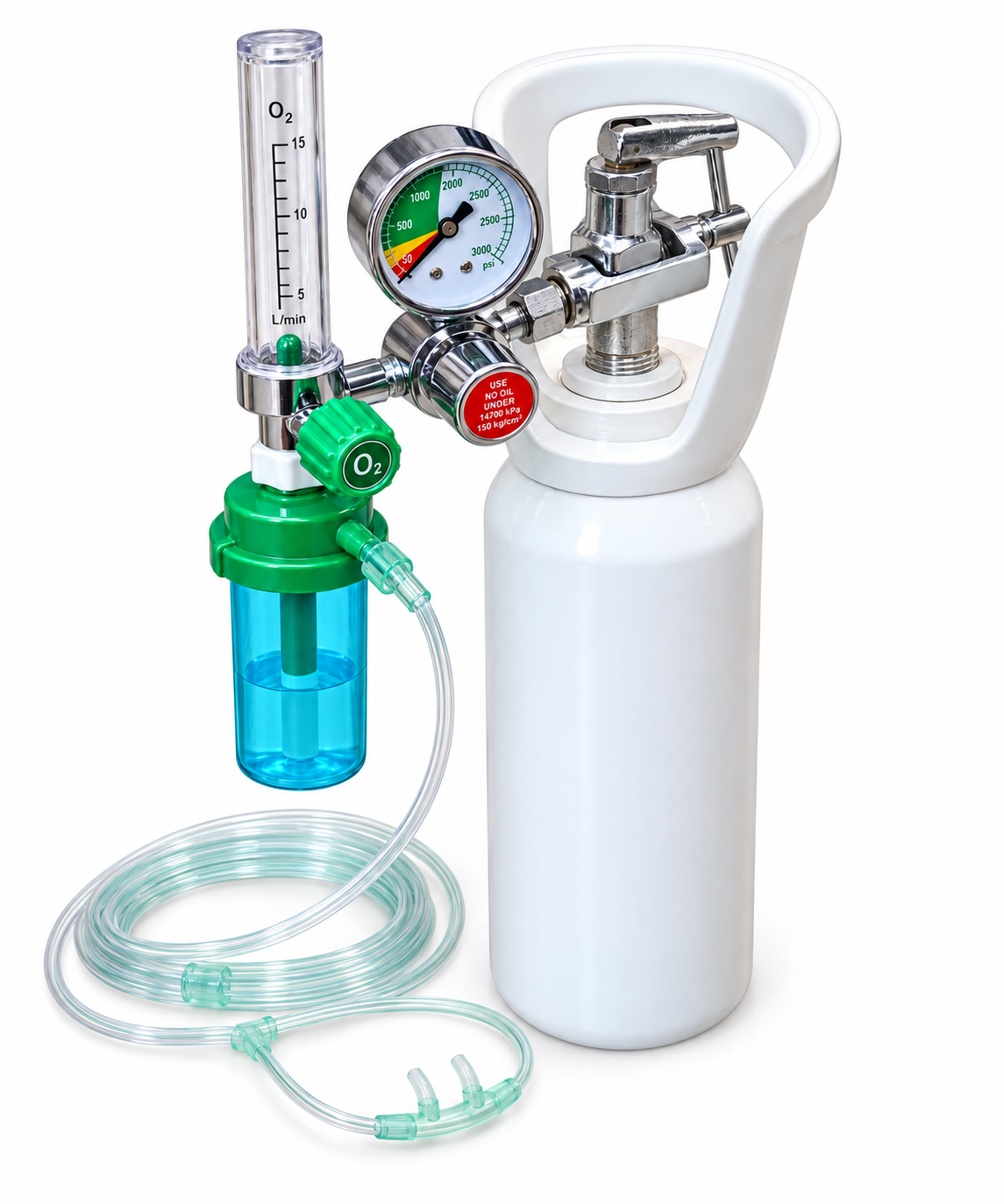 Portable 3 Litre Medical Oxygen Cylinder Complete Set with Nasal Cannula - View 1