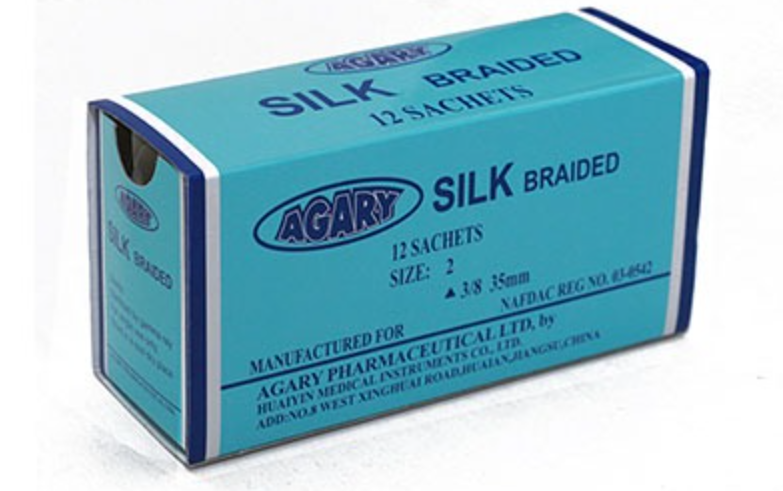 AGARY Silk Suture Size 2/0 – Non-Absorbable Surgical Suture - View 1