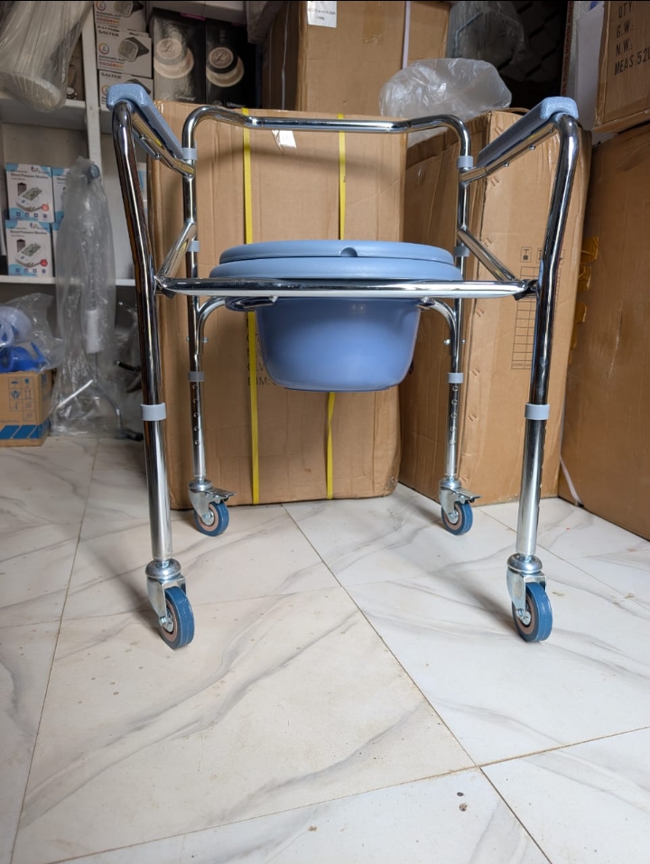 Wheelchair Bedside Commode Chair with Removable Toilet Bucket - View 1