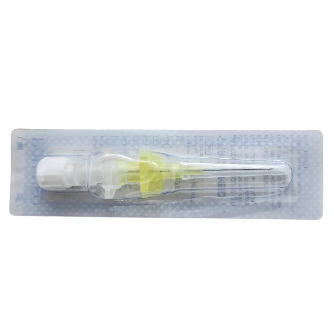 Polymed Polyflon Yellow IV Cannula 24G with Injection Port & Wings - View 1